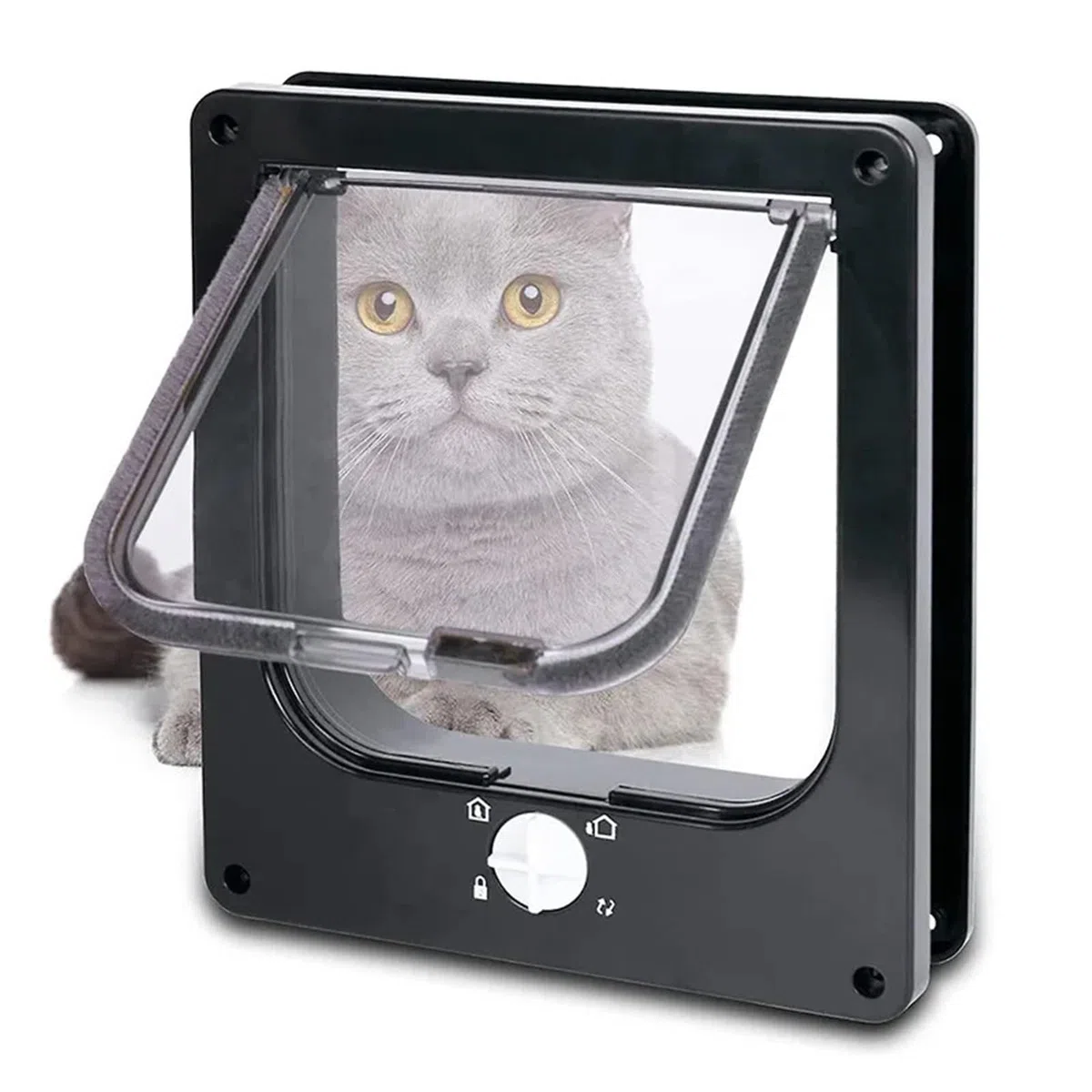 Katzenklappe Tür 4-Wege-Sicherheitsschloss ABS-Kunststoff Hund Katzen Haustiere Smart Retractable Anti Pet Supplies(White,XL)