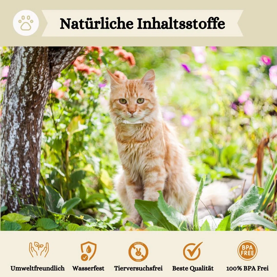 Zeckenhalsband für Katzen (2 Stück) - Länge 38cm - wirksamer Schutz gegen Zecken und Flöhe - wasserfest und Leuchtend bis zu 8 Monaten Zeckenschutz mit 100% natürlichen Inhaltsstoffen