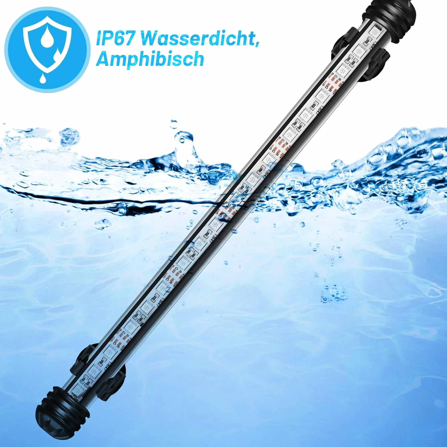Aquarium LED Beleuchtung, 1,8W Aquarium-Licht RGB, IP67 Wasserdicht, Aquarium-Lichtleiste mit automatischem Timer-Schalter, Geeignet für Süßwasseraquarien unterschiedlicher Größe