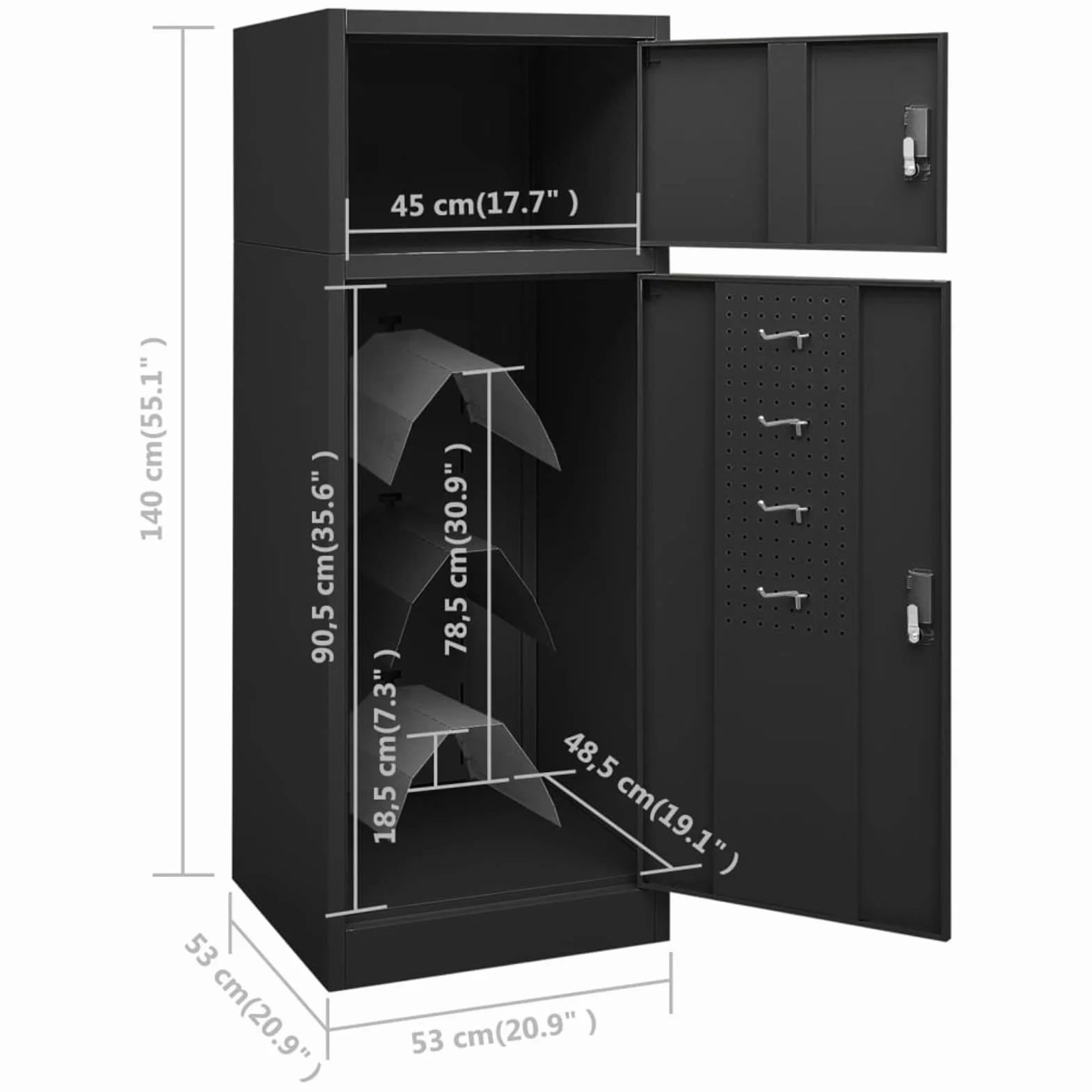 ARKEM Sattelschrank Anthrazit Sattel Pferd 53x53x140 cm Stahl Stahlschrank