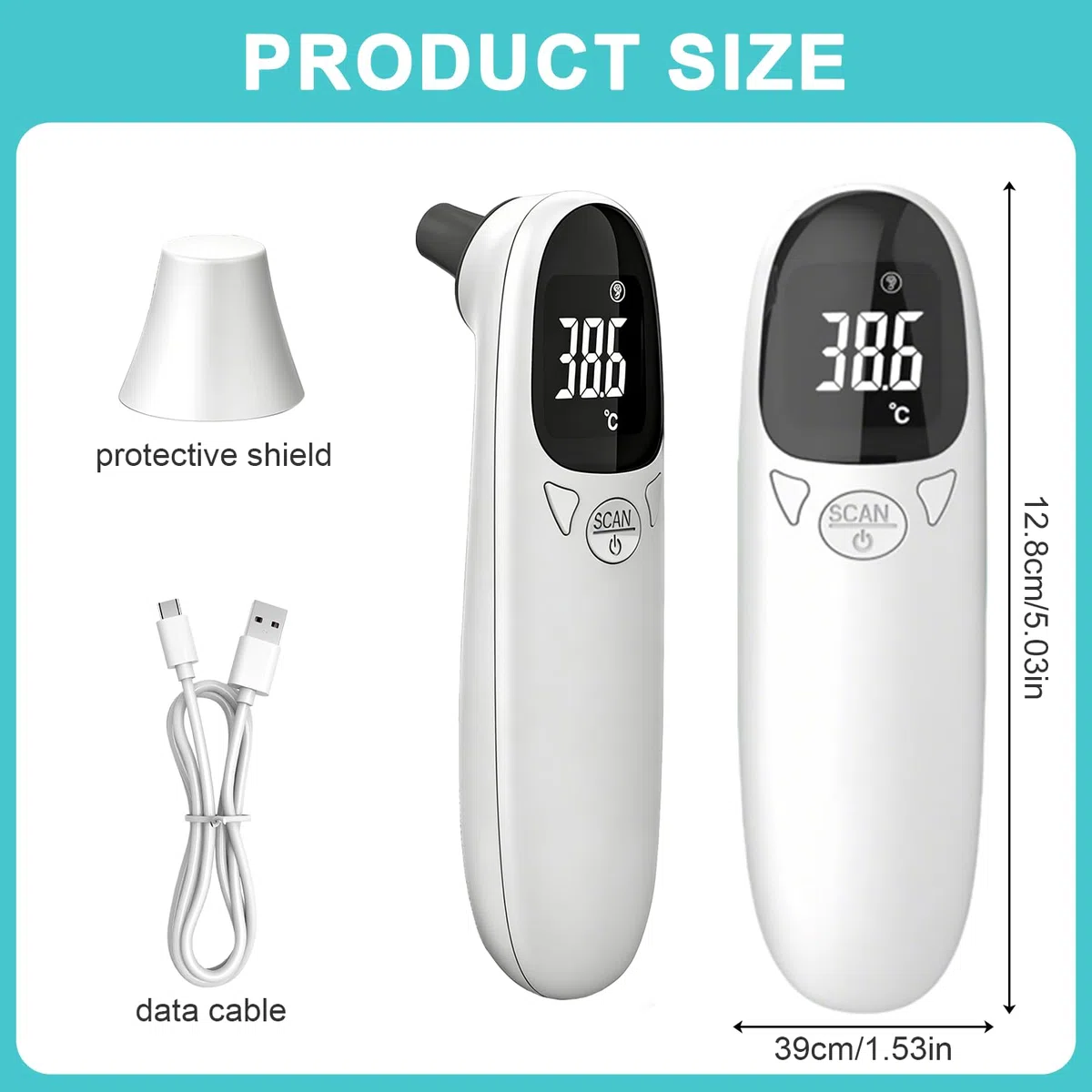 Fieberthermometer Hund mit LED Anzeige, Ohrthermometer Hund Tierthermometer Hundeohr Temperaturmonitor, USB Aufladbar Tragbares Digital Haustier Ohr Thermometer für Hunde und Katzen Ferd Kühe Tiere
