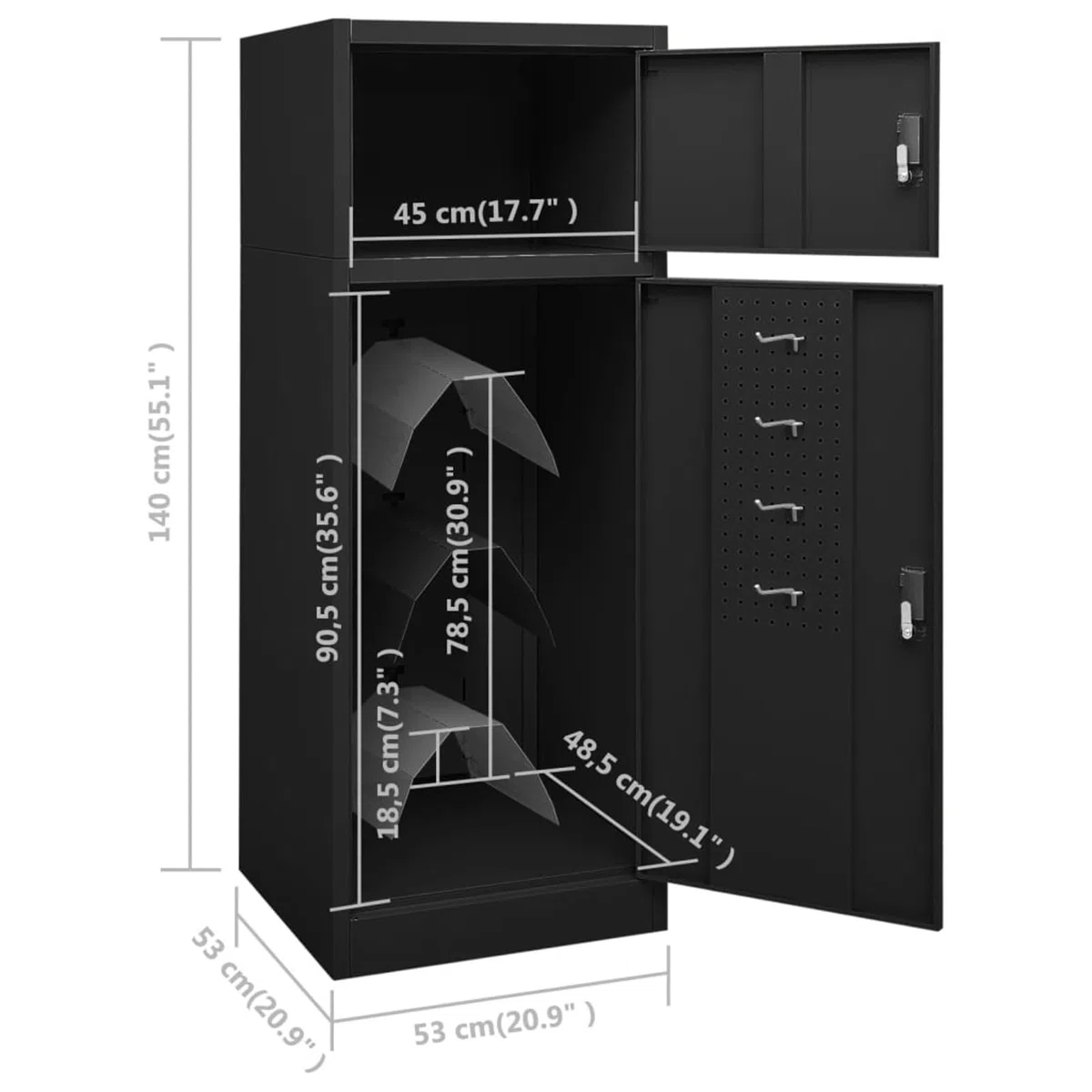ARKEM Sattelschrank Schwarz Stahlschrank 53x53x140 cm Stahl Sattel Pferd