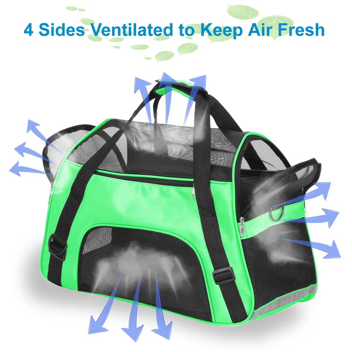 Haustier Reise Tragetasche für Katze Hund Kaninchen Hamster, Flugzeug Genehmigt Weich Seitlich Tragbare Haustier Tasche mit Schultergurt (M - 47x27x28 cm for Max 5KG Pet, Grün)