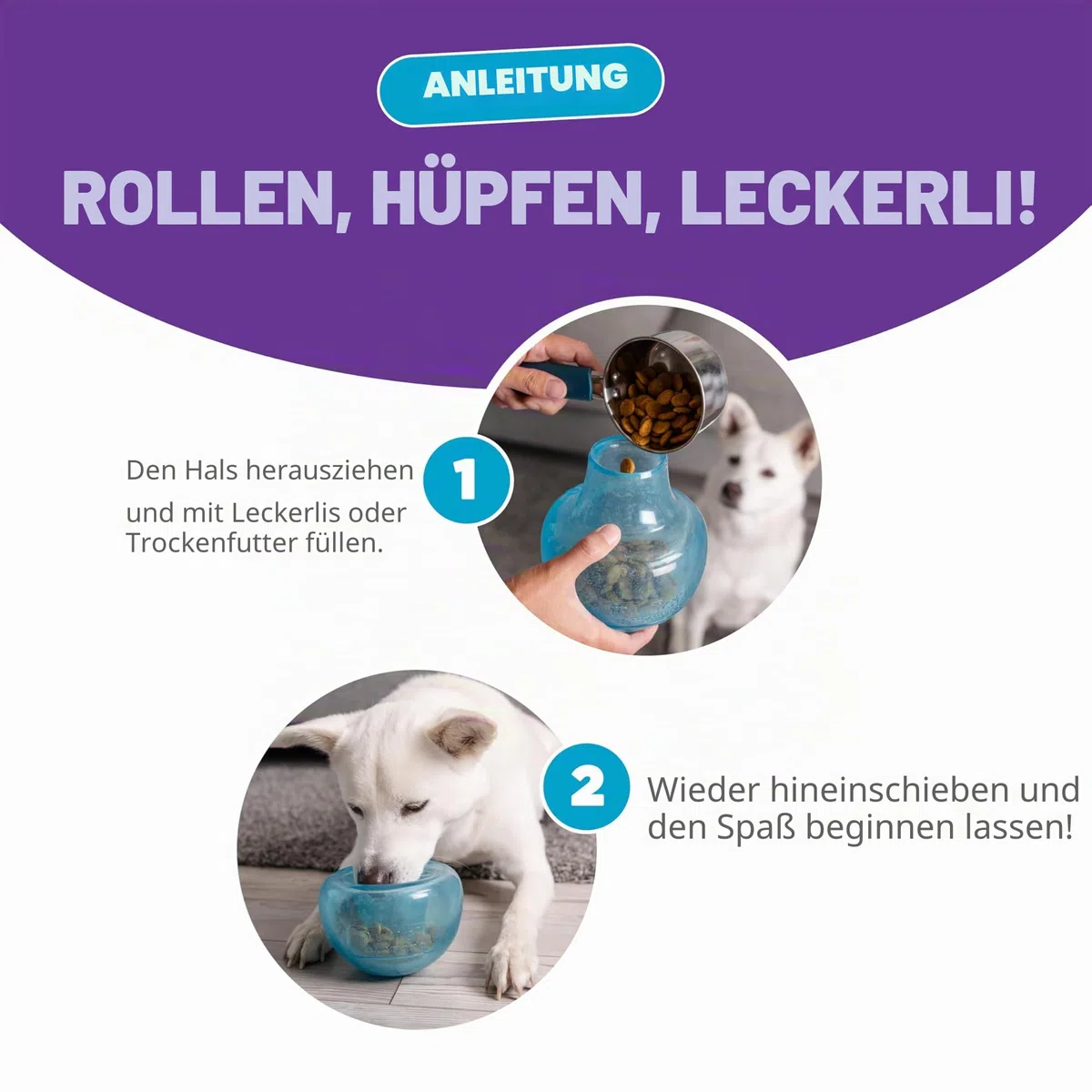 Planet Dog Orbee-Tuff Snoop - Interaktives Spielzeug für Hunde - Snackball - Blau - Groß