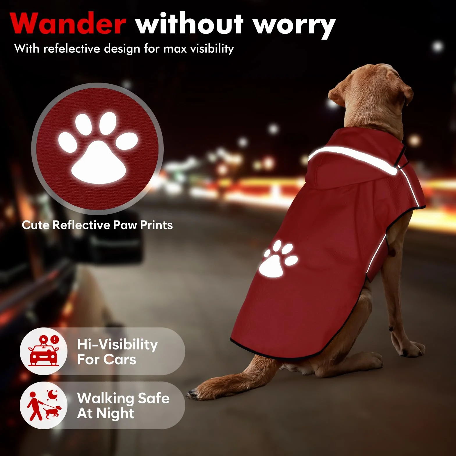Hunde Regenmantel Kleine Hunde, Verstellbarer Regenjacke mit Klettverschluss - Ultraleicht & Wasserdicht Hunderegenmantel mit Reflektierenden Kapuze für Spaziergänge (S | Rot)