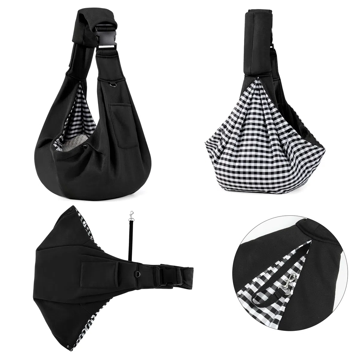Valleycomfy Tragetuch Hund Haustier Hundetragebeute, Haustier Hundetasche mit verstellbarem, Hund Katze Hundetasche für Spaziergang Aktivitäten im Freien und Ausflüge, Tragekraft bis 7kg(Schwarz)
