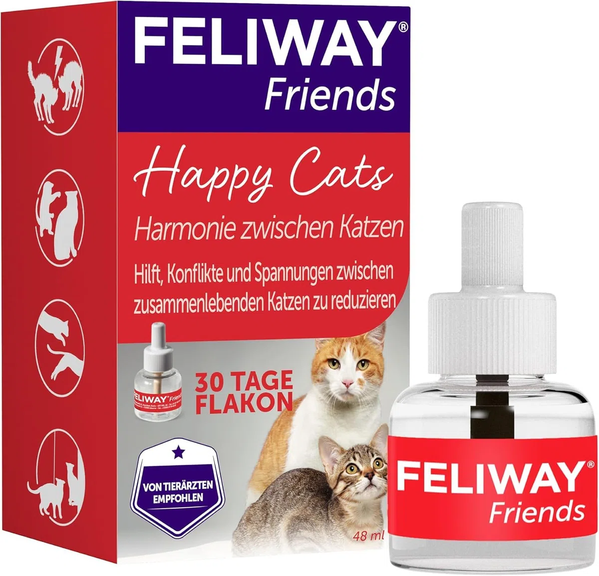 FELIWAY Friends | 60 Tage Wirkung | Pheromone für Katzen | Verdampfer für die Steckdose + 2x 48ml Flakon | Diffuser gegen Stress, für mehr Harmonie | von Tierärzten empfohlen, klinisch getestet