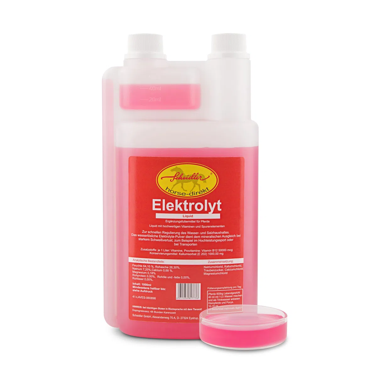 Elektrolyt 1L Liquid in Dosierflasche - Flüssiges Ergänzungsfuttermittel für Pferde