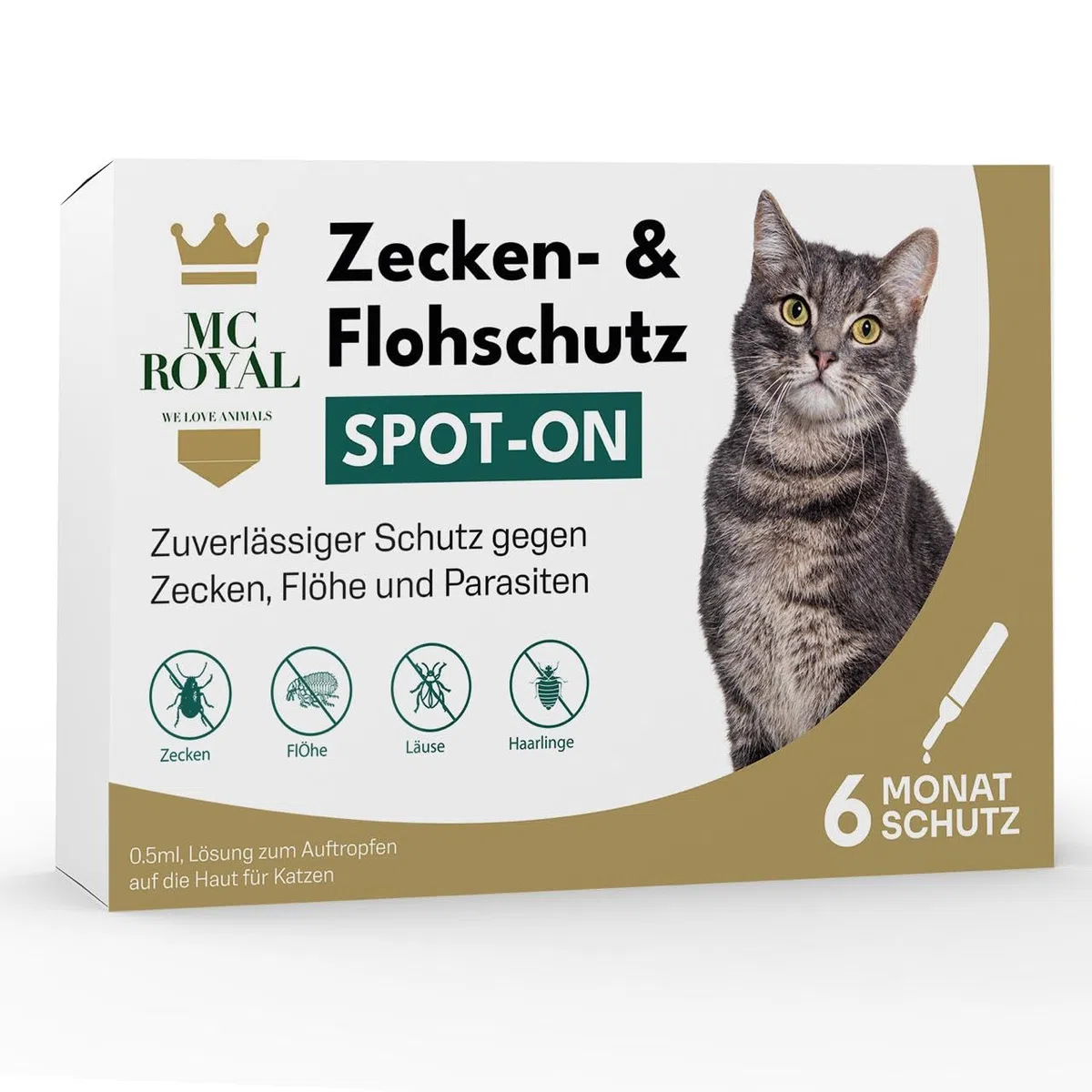 MC-Royal® Spot On Natürlicher Zeckenschutz für Katzen [6 Monate effektiver Schutz vor Zecken] Zeckenmittel für Katzen - Repellent gegen Zecken, Sofortschutz