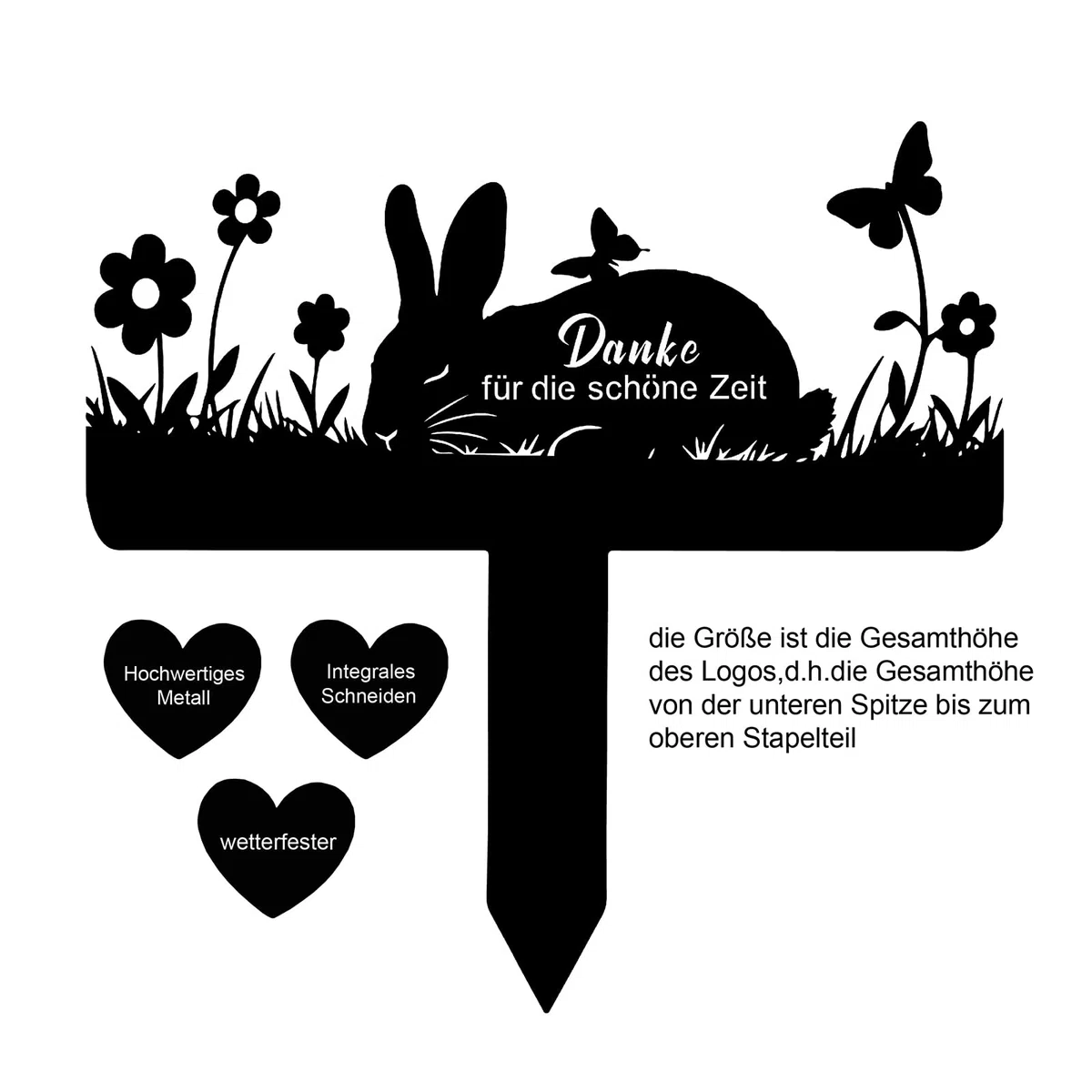 Grabstein Kaninchen für Draußen,grabschmuck Kaninchen wetterfest,gartenstecker,gedenktafel 25cm (Kaninchen)
