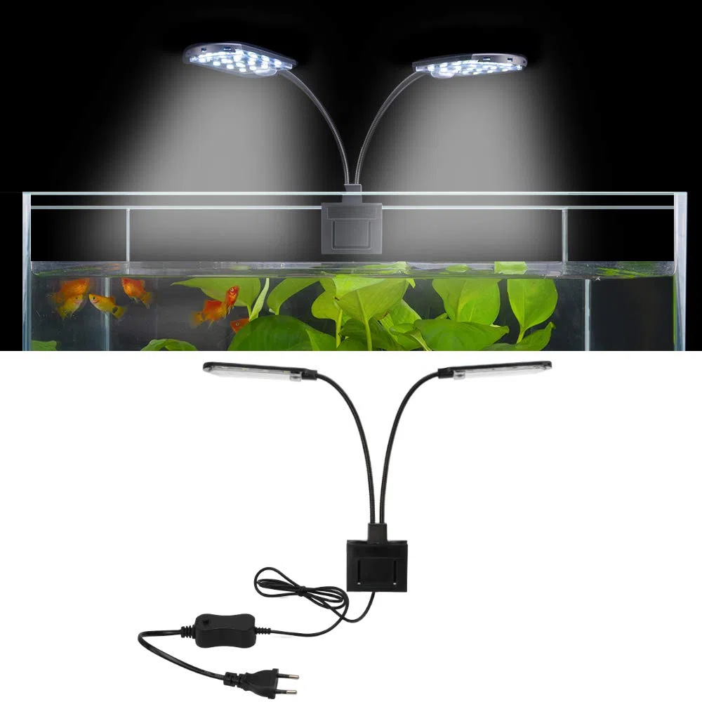 SENZEAL X7 LED Aquarium Beleuchtung Zwillinge Aquarium Lampe Zwei Köpfe LED Licht 220V 1600LM für 8 bis 15 Zoll Fisch Tank Weißes Licht