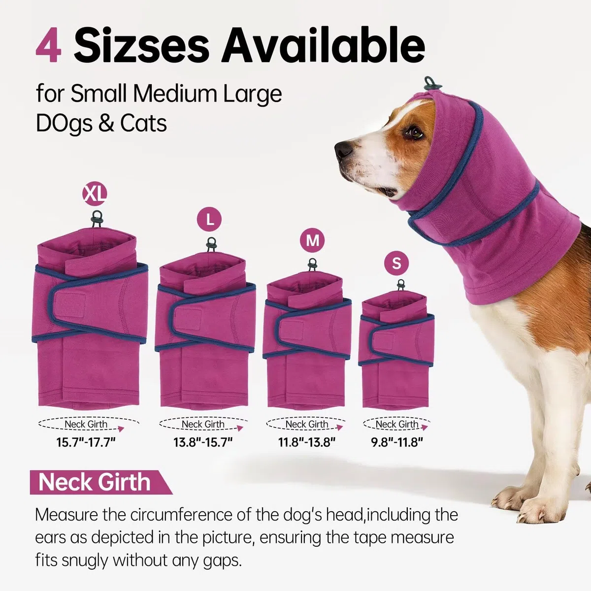 IECOii Hundepullover Snood Ohrenschutz,Kapuzenpulli für Hunde,Blutohren & Lärmschutz,beruhigend & warm,Silvester,OP & Nach-OP Pflege,weiches Fleece Hoodie Hund Ohr Schutzhaube Hund(Lila,S)