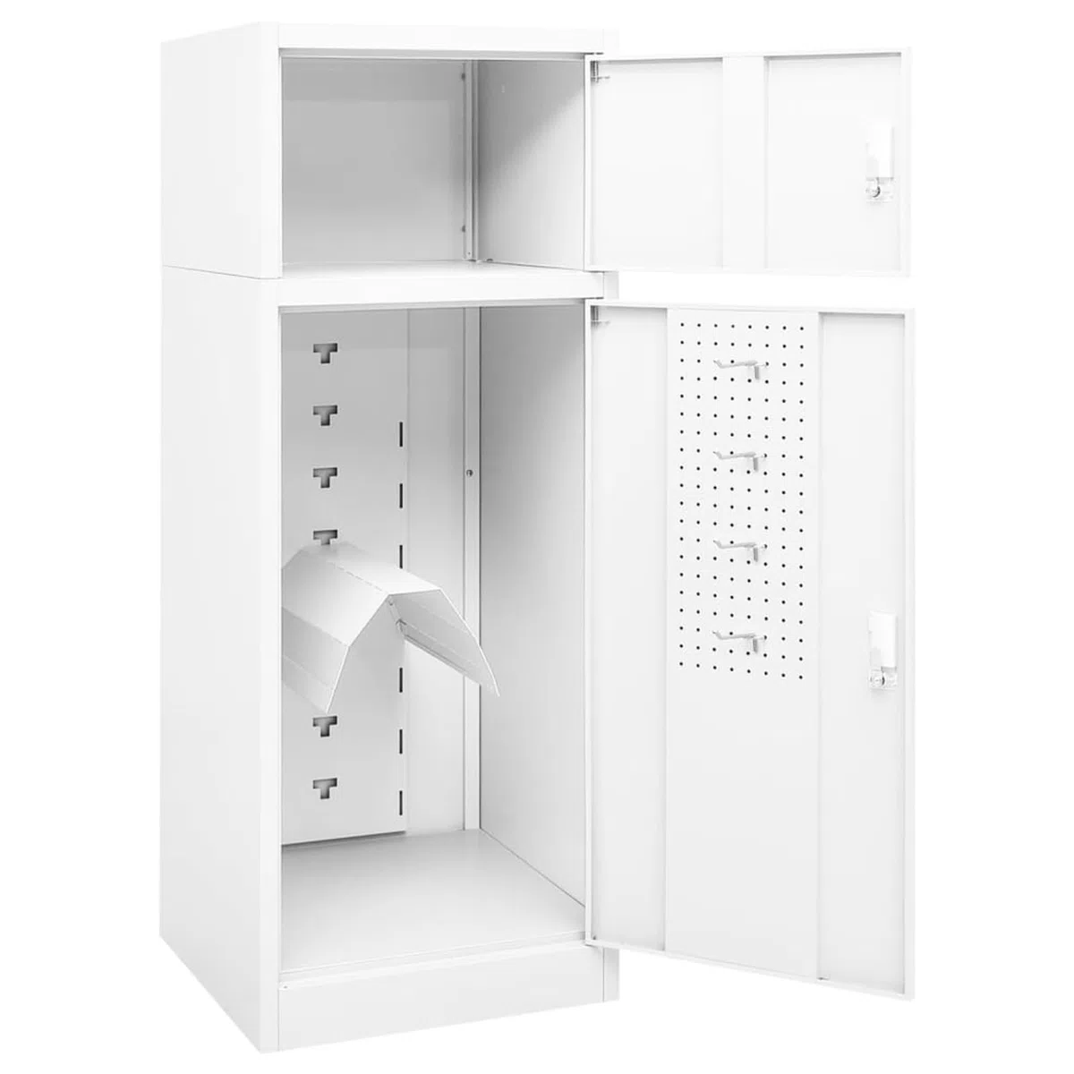 Sattelschrank Weiß 53x53x140 cm Stahl Sattelschrank 339599