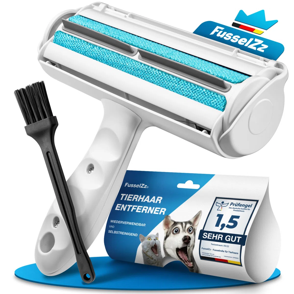 Fusselrolle Tierhaare – Premium Tierhaarentferner zum Entfernen von Hunde- & Katzenhaaren – Wiederverwendbar für Sofa, Teppich, Bett & Auto