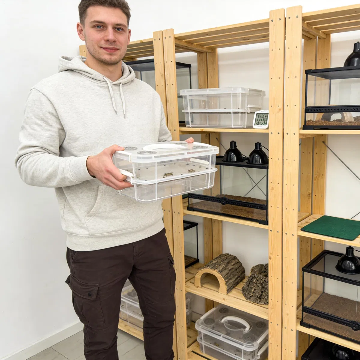 Aufzuchtbehälter Für Mehlwürmer – Transparente Brutbox Mit Integriertem Sieb | Mehlwurm Zuchtbehälter Zur Einfachen Reinigung Und Belüftung Für Die Fütterung Von Bartagamen Und Eidechsen