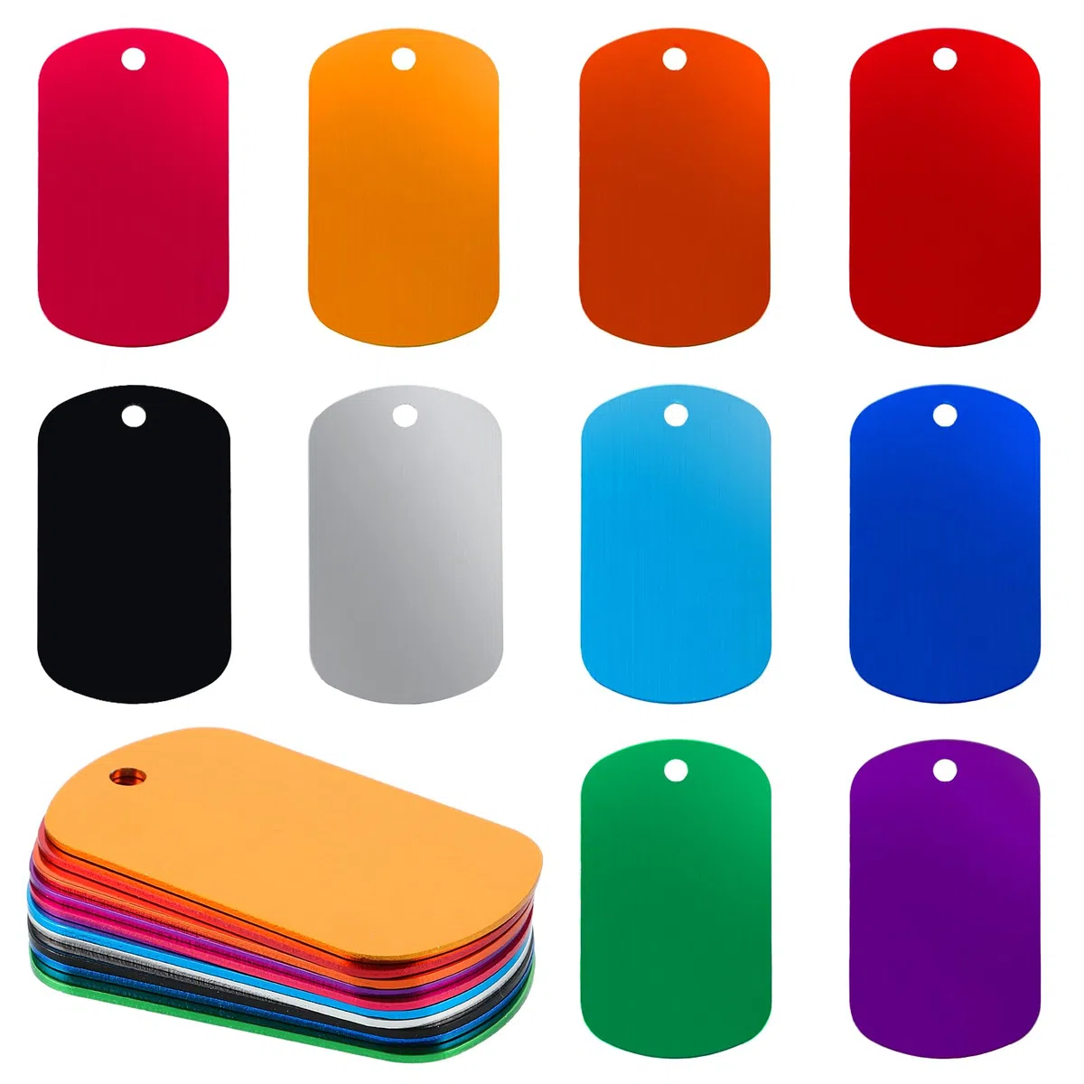 60 Stück Hundemarke Personalisiert, 50x29x1mm Bunte Erkennungsmarke, Blank Dog Tag, Schlüsselanhänger Rohling, Aluminium Gravur Rohlinge, Laser Rohlinge, Hundemarken für Handwerk Halskette