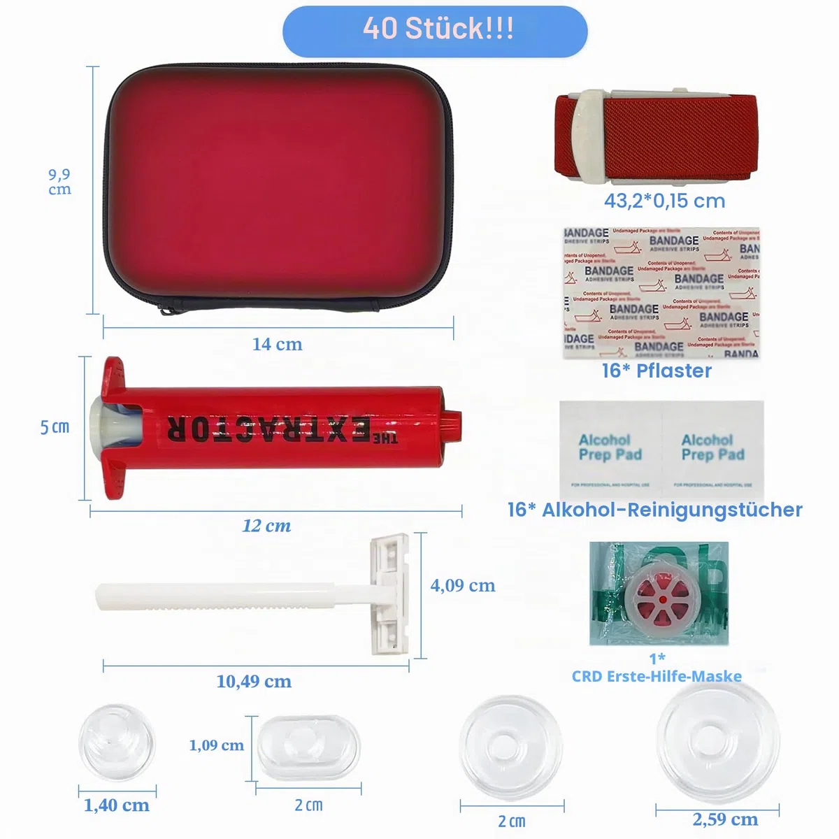 Schlangenbiss-Set für Menschen, Klapperschlangen-Biss-Set, Bienenstich-Set, Venom Snake Bite Kit für Hunde, Venom Extractor Kit, Venom Extractor Saugpumpe, Biss und Stich Erste Hilfe für Wandern,
