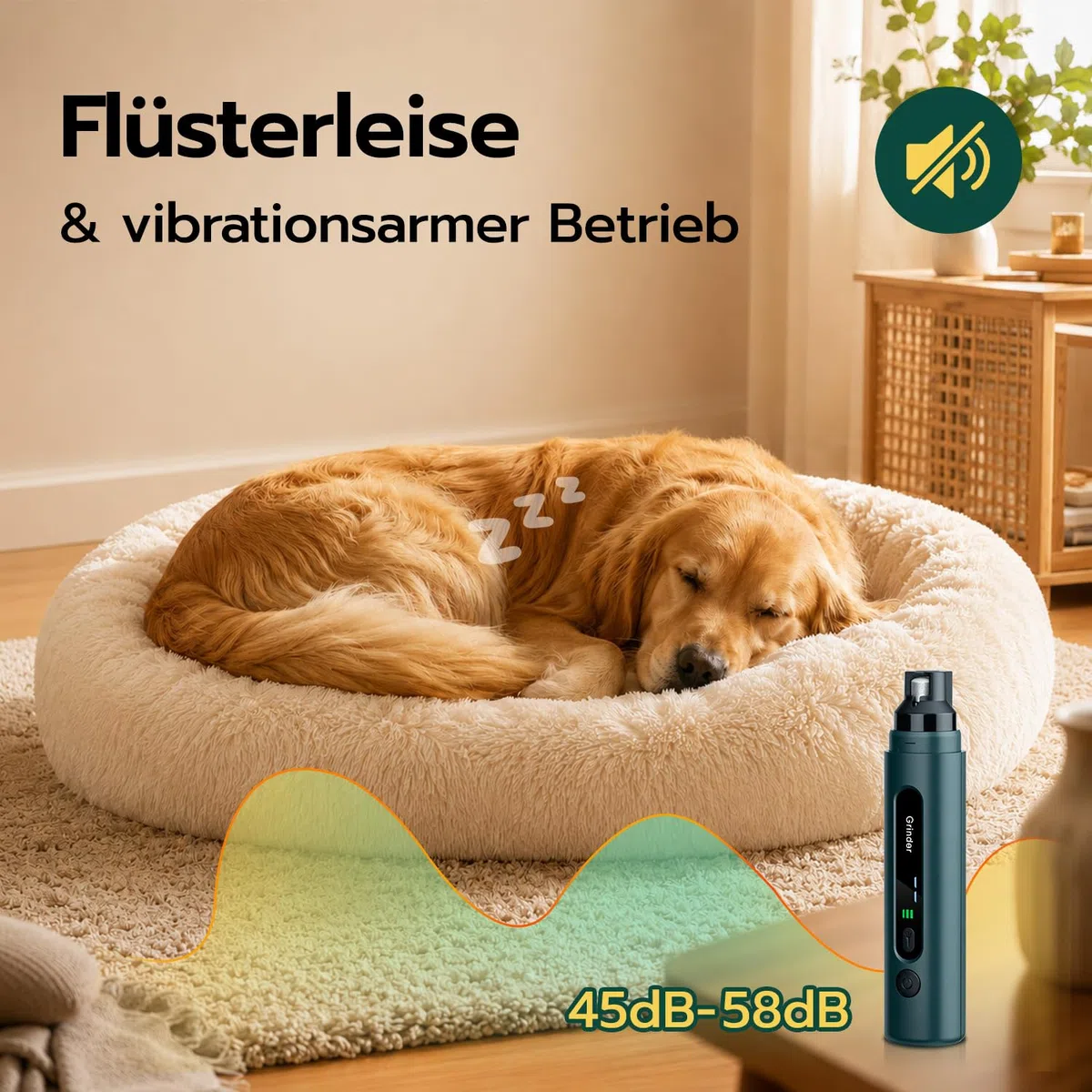 Krallenschleifer für Hunde – LED Beleuchtung, 5 Stufen, 45 dB leiser Motor – für kleine, mittelgroße & große Hunde und Katzen