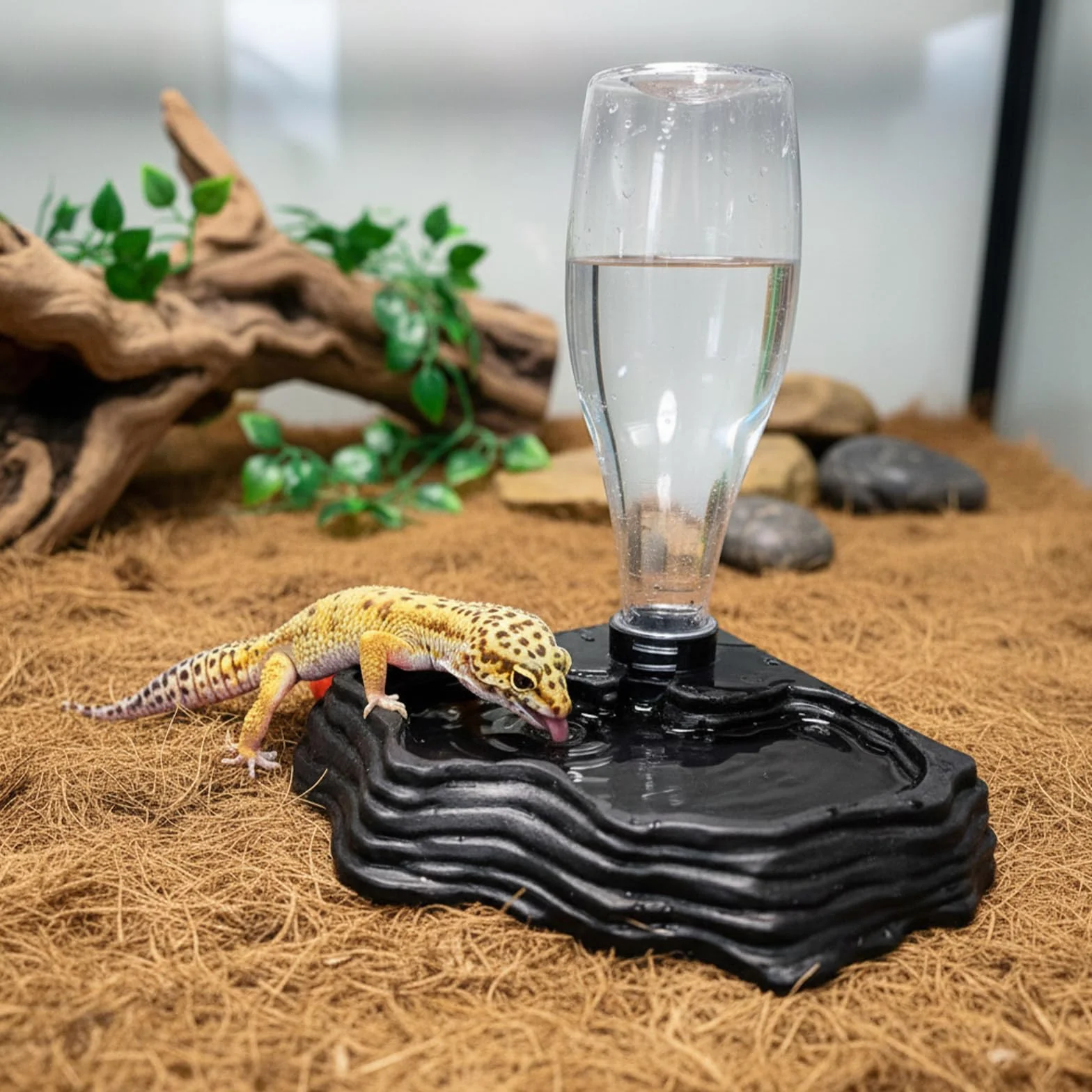 Wasserspender für Reptilien,Schildkröten Wasserschale Automatischer Wasserreservoir,Boden Wasserspender Terrarium-Wassernapf,für Schildkröten,Reptilien