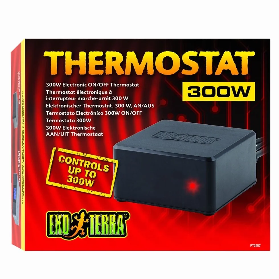 Exo Terra Thermostat 300W, genaue Temperaturkontrolle im Terrarium, ideal für den Gebrauch mit Substratheizern, Wärmekabeln und keramischen Heizstrahlern