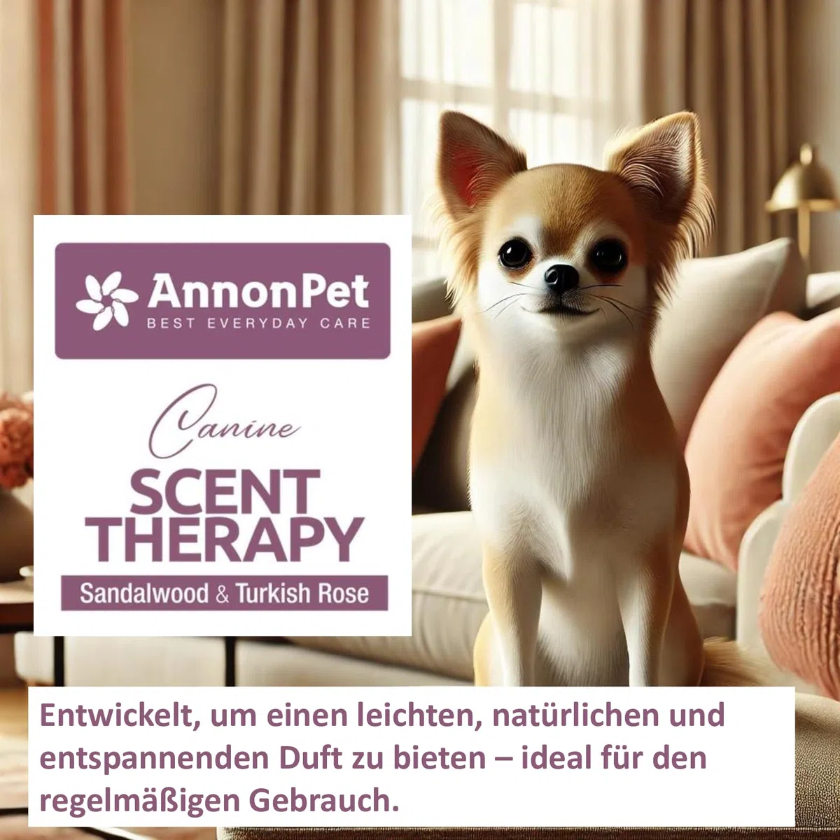 Parfüm für Hunde Sandelholz & Türkische Rose | sanft und entspannend | Vom Tierarzt empfohlen | langanhaltend | 150 ml Spray | ideal für empfindliche Tiere | natürlicher und