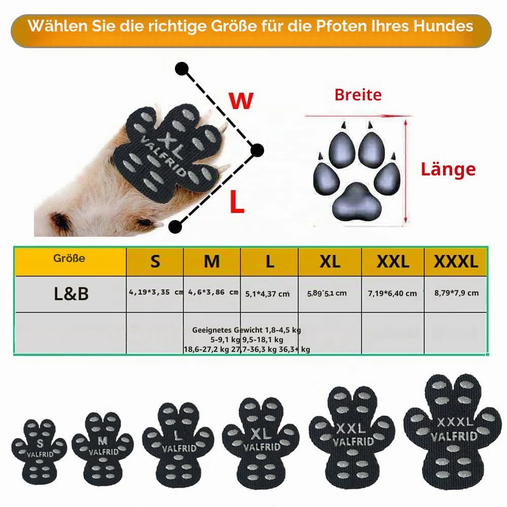 VALFRID Anti-Rutsch Pfotenschutz für Hunde 24 Stücke,Selbstklebende Silikon-Gel Beständig rutschfest Traktion Hund Schuhe Hundeschuhe Hundesocken Ersetzen L
