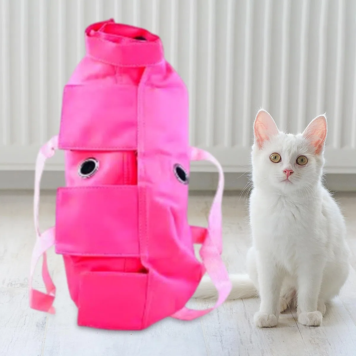 Sharplace Katzenpflegetasche Komfortable Anti-Rückhaltetasche Katzenrückhaltebeutel Kein Kratzen Beißen Haustier-Pflegeschlinge für die Krallenpflege, Baden, Nagelschneiden, Rose Rot 37 x 24 cm
