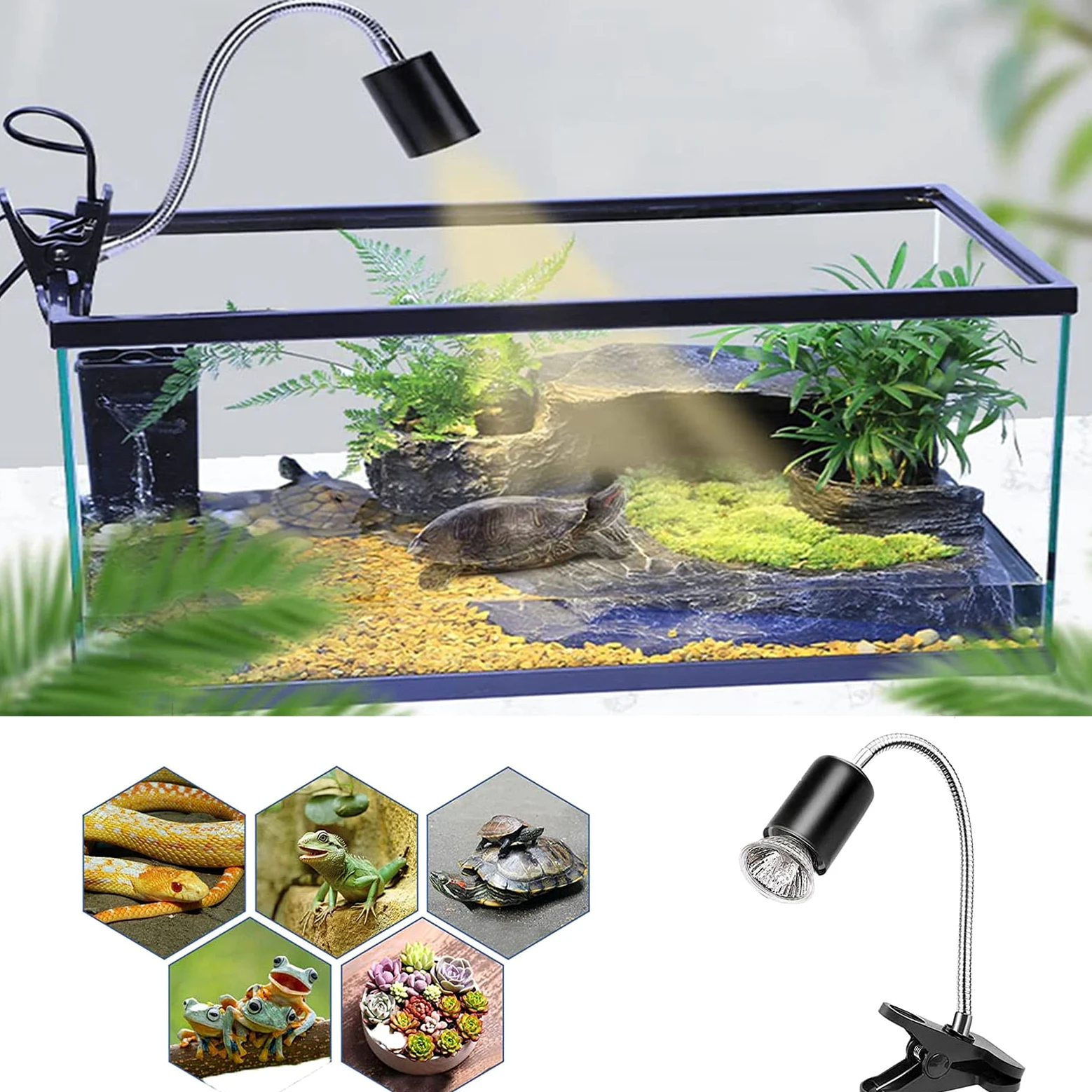 Aquarium UVA UVB Lampe Wärmelampe Terrarium Schildkröten Zubehör Reptilien Heat Lamp E27 25W 50W für Schildkröten, Bartagamen, Eidechsen, Reptil 2 Stück Heizlampe