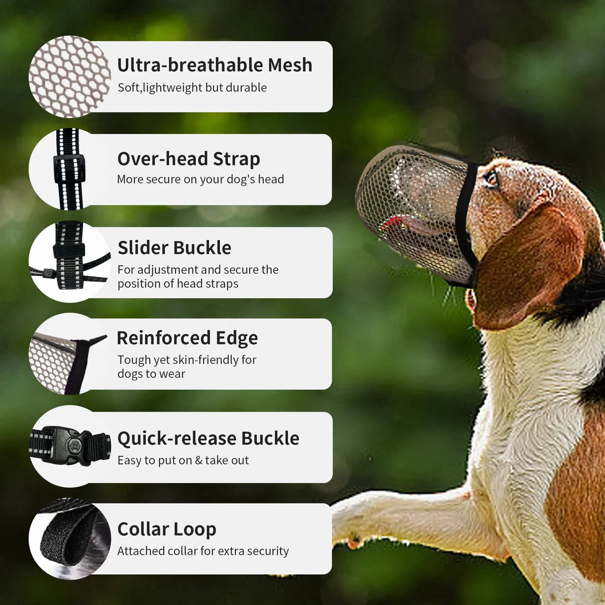 Maulkorb für Hunde, atmungsaktiv, weich, für extra kleine Hunde, verhindert Bellen, Beißen, Kauen, reflektierender, Verstellbarer Korbmaulkorb mit Air-Mesh für Dackel, Braun, Größe XS