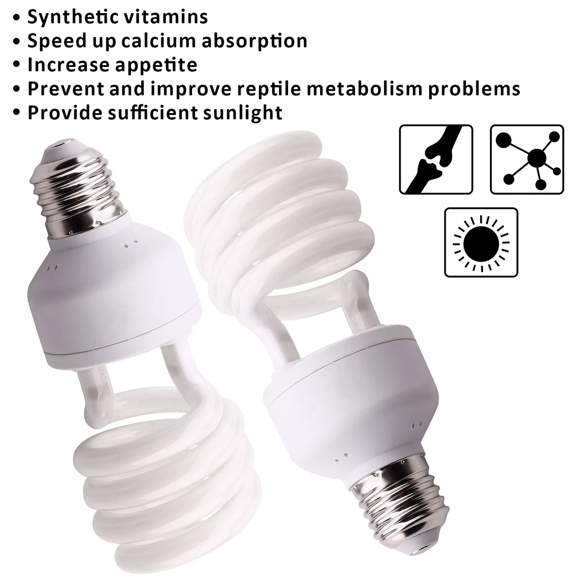 AIICIOO UVB Licht Reptilien Kit 5.0 26W - Terrarium Sonnenlicht Lampe Schildkröte Glühbirne für Bartagamen Eidechse Leopardgecko 1 Packung