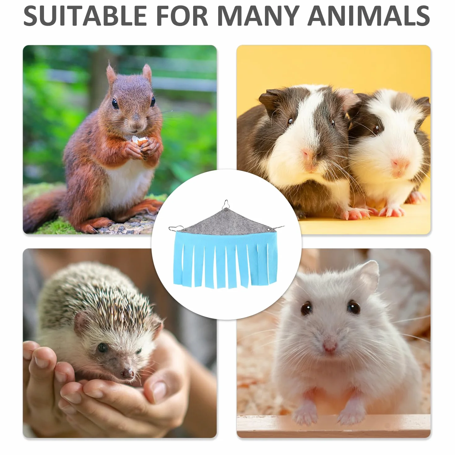 2 Stück Meerschweinchen-Höhlenhängematte mit 6 Stück Haken, kleines Tier, großes Versteckkäfigzubehör, Stoffhängematte, kleine Kaninchen- und Hamsterversteck-Hängematte (blau, grün)