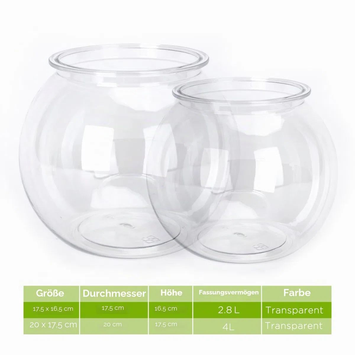 Nobleza - Goldfischglas Bruchsicherer Kunststoff Fischschale, ideal für Blumen oder als Fischglas, 17.5 cm