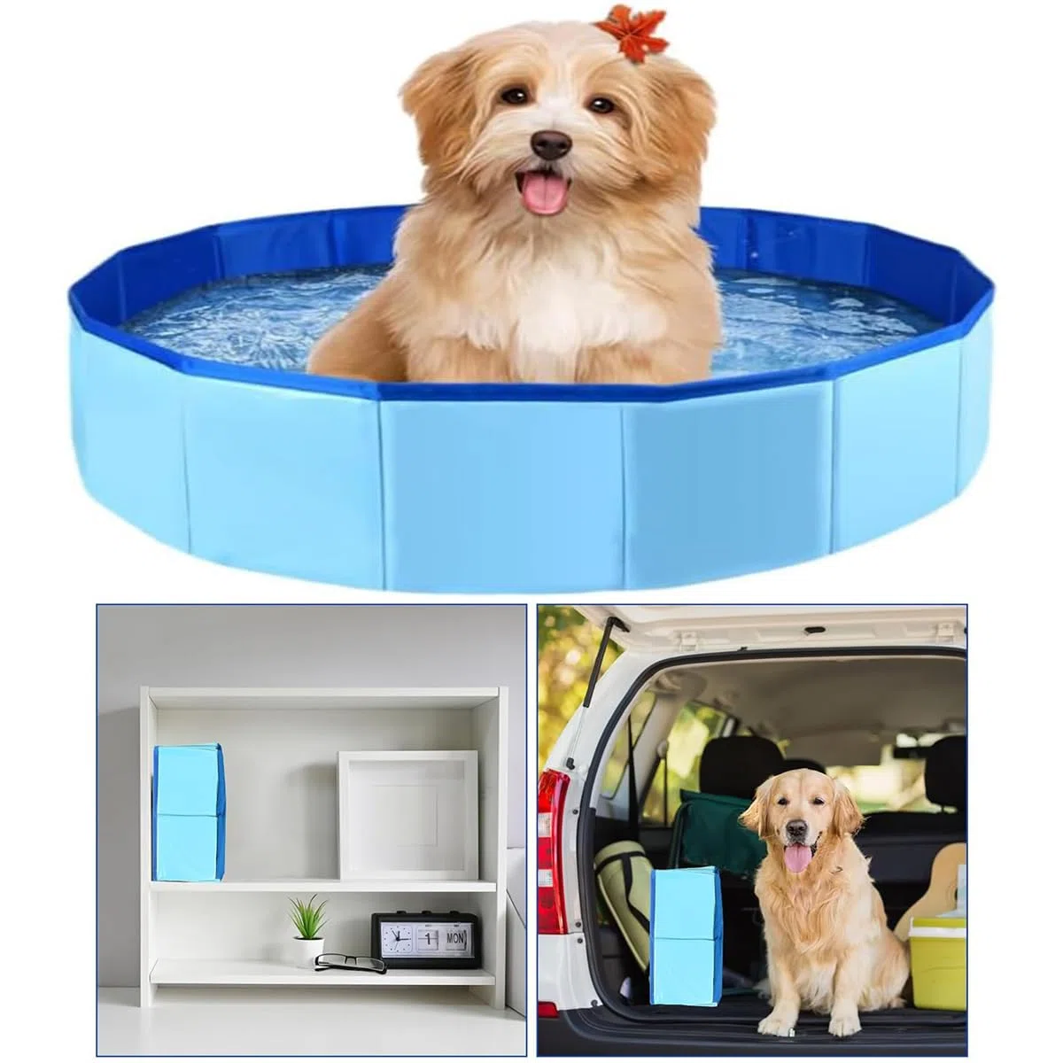 Hundepool,Katzenpool,Hundeplanschbecken,Faltbar Hundepool,30x10 cm Hundepools für Kleine,Hunde Schwimmbecken,PVC,Schwimmbad Für Hund,Pool für Hunde (Blau)