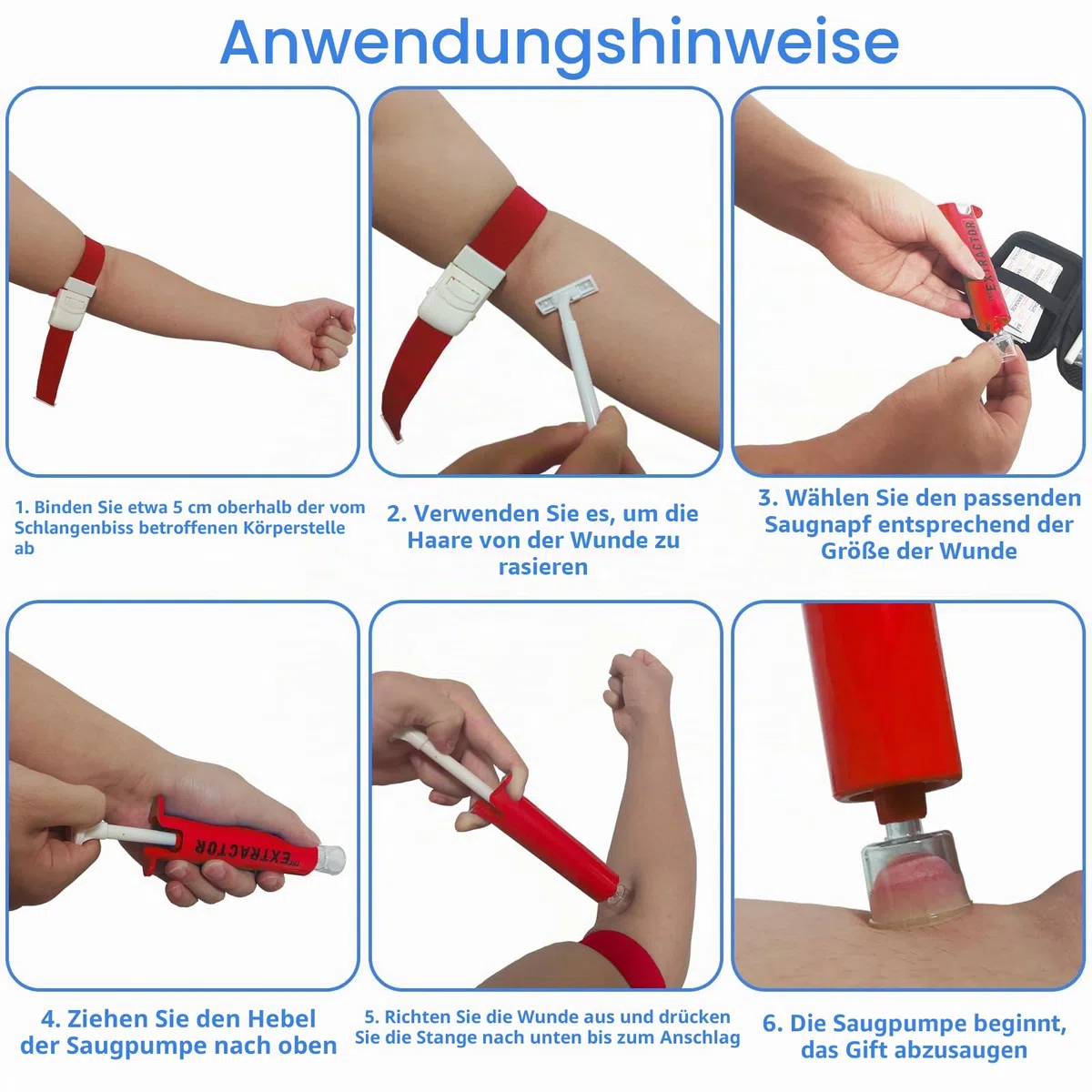 Schlangenbiss-Set für Menschen, Klapperschlangen-Biss-Set, Bienenstich-Set, Venom Snake Bite Kit für Hunde, Venom Extractor Kit, Venom Extractor Saugpumpe, Biss und Stich Erste Hilfe für Wandern,
