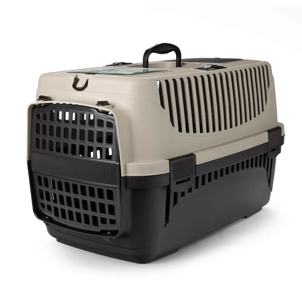 HAPPET Hundetransportbox Molly M Beige Braun 55x36,5x33 cm – Stabile Transportbox Hund aus Kunststoff mit Belüftung, sichere Hundebox für Auto, Reisen & Transport für kleine Hunde