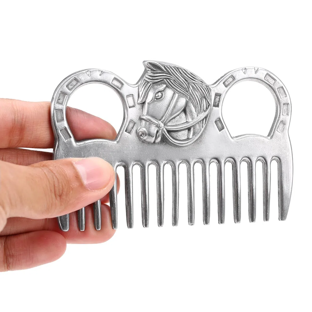 Reitsport-Pferdekämme aus Metall. Verdickter Borstenkamm. Einfach zu halten. Passt in den Werkzeugkasten für die Haustierpflege. Entfernt Knoten aus der Mähne und dem Schweif des (3,9 Zoll)