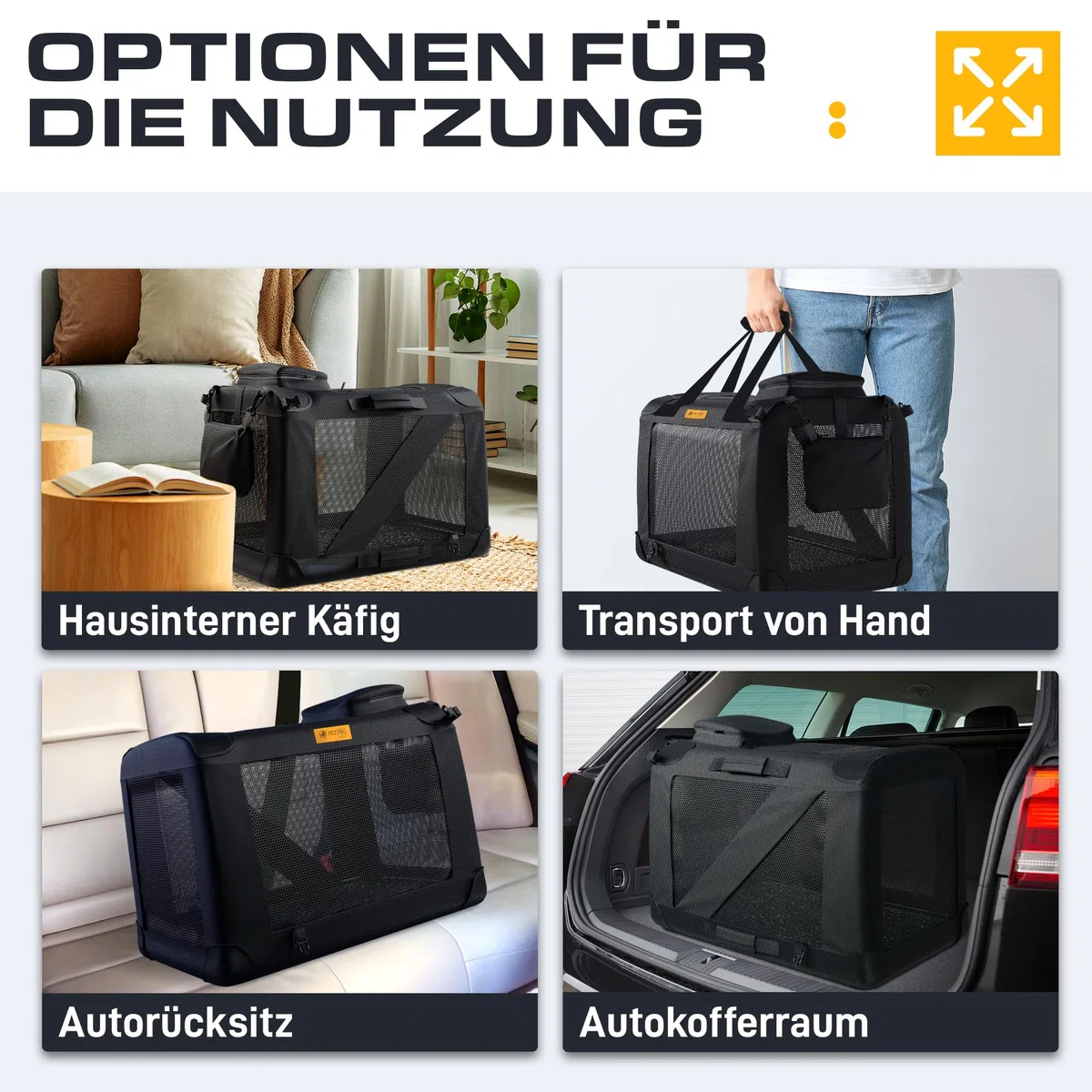 PetProved Hundebox Auto Faltbar Transportbox Hund Hundebox Große Hunde Hundetransportbox Auto Transportbox Hund Hunde Transportboxen Faltbare Hundebox Hundetransportbox Faltbar Hundeboxen