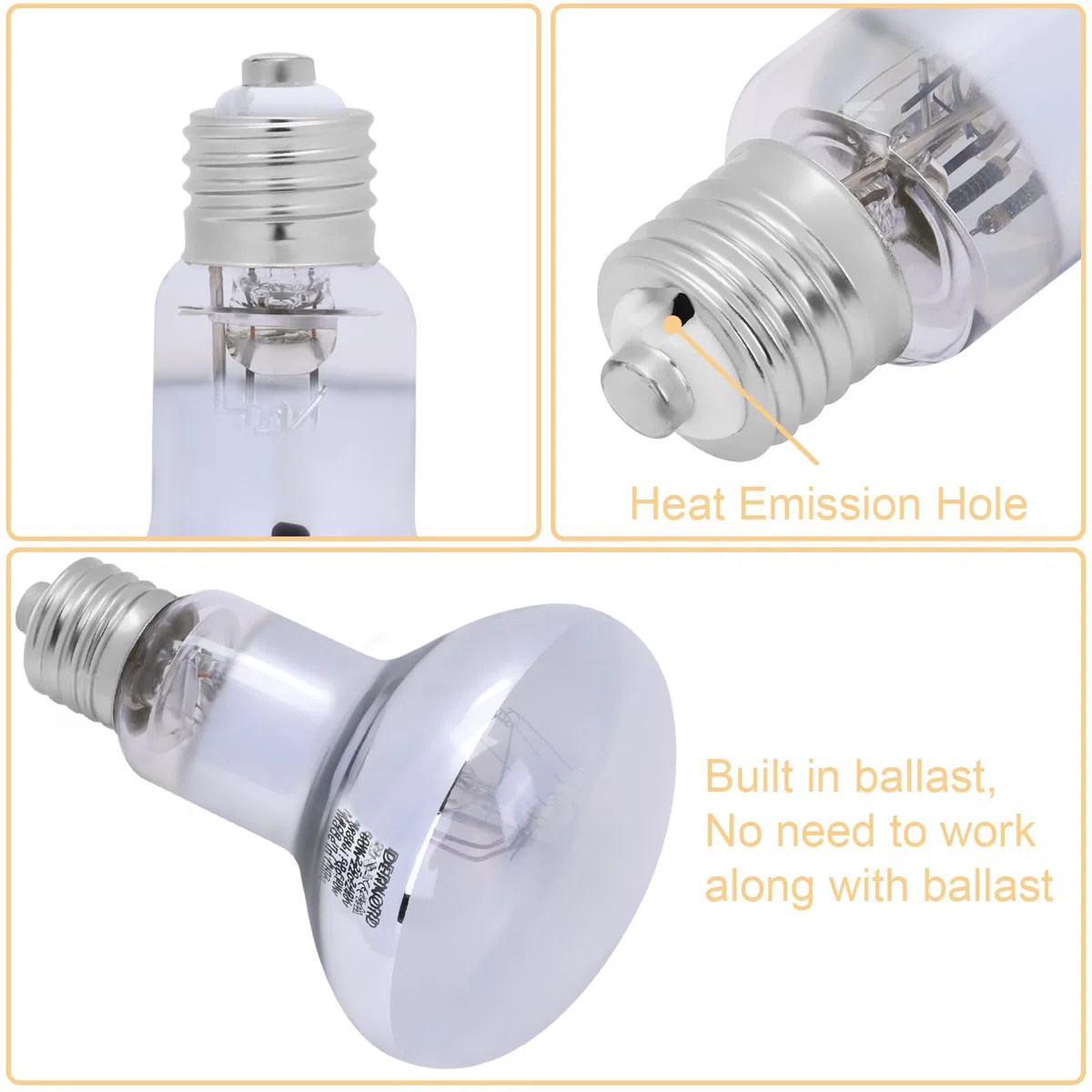 DERNORD UVA UVB Wärmelampe- 60W Quecksilberdampfkolben UV Licht Lampe für Schildkrötenhaus Gecko Bartagamen Terrarium Solar Strahler Vollspektrum Tageslichtlampe E27 Fassung