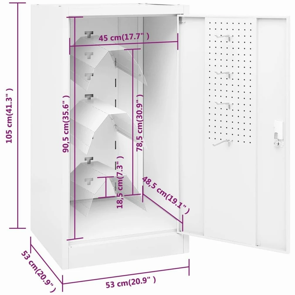 Sattelschrank Weiß 53x53x105 cm Stahl Aufbewahrungsschrank für Schlafzimmer, Flur, Wohnzimmer, Büro