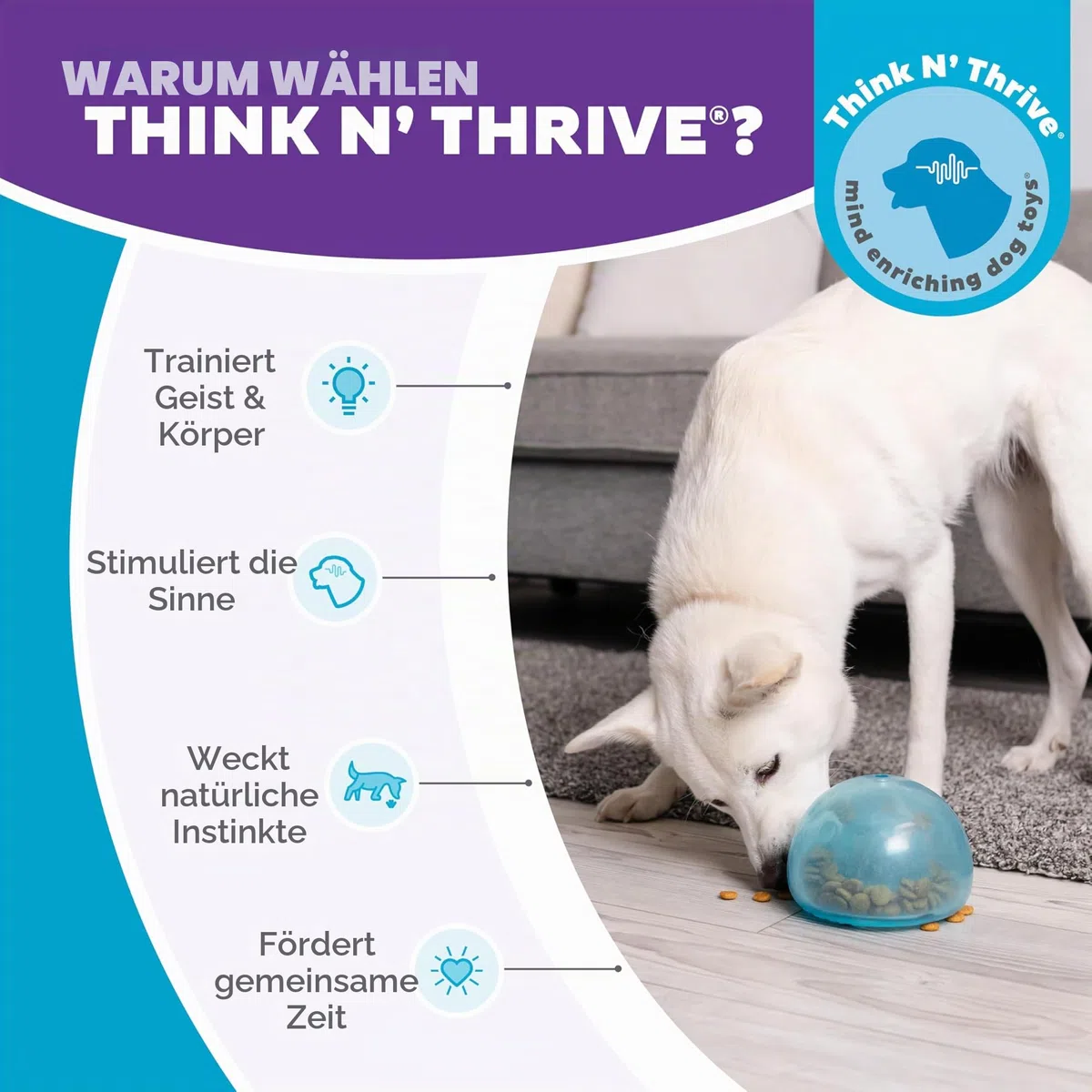 Planet Dog Orbee-Tuff Snoop - Interaktives Spielzeug für Hunde - Snackball - Blau - Groß