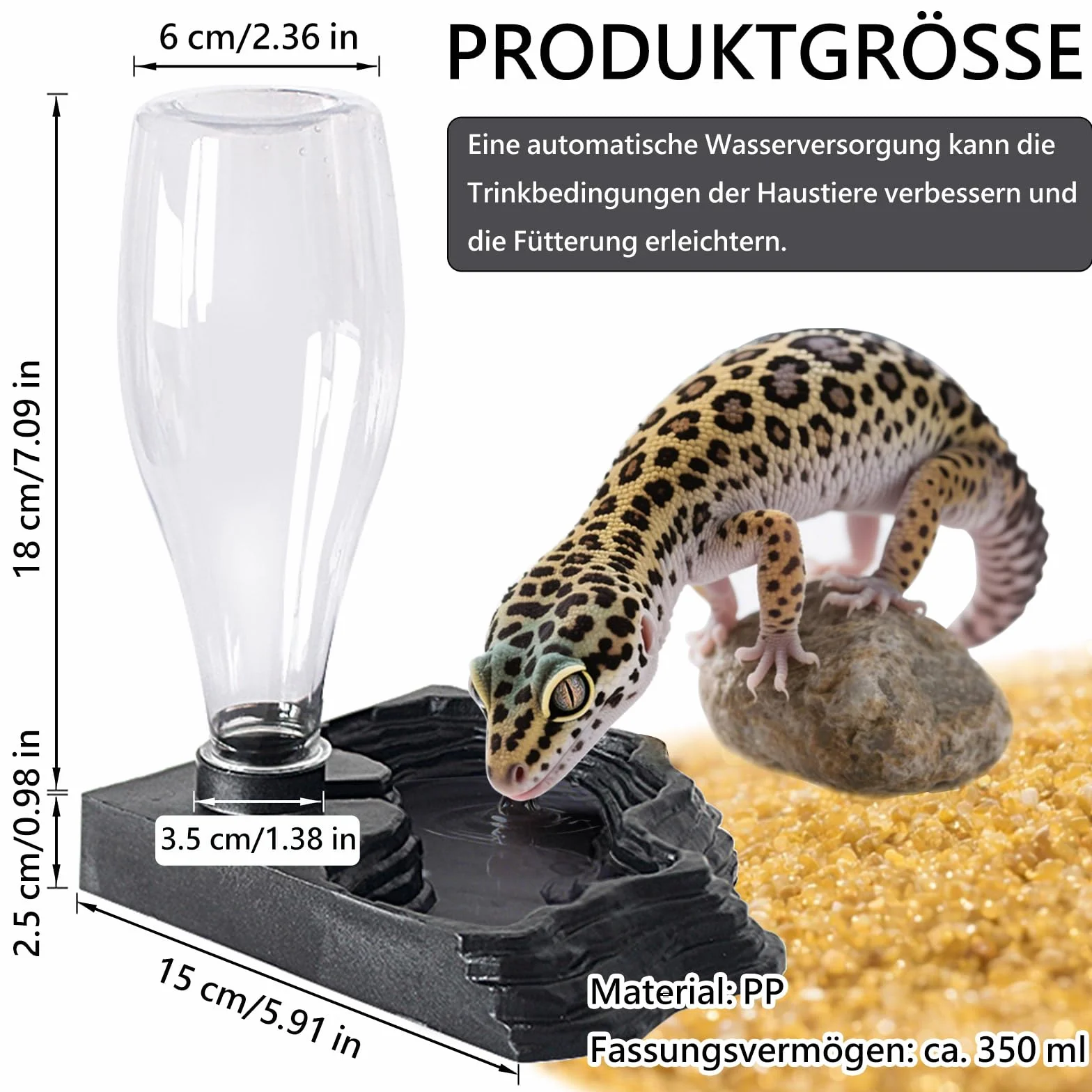 Wasserspender für Reptilien,Schildkröten Wasserschale Automatischer Wasserreservoir,Boden Wasserspender Terrarium-Wassernapf,für Schildkröten,Reptilien