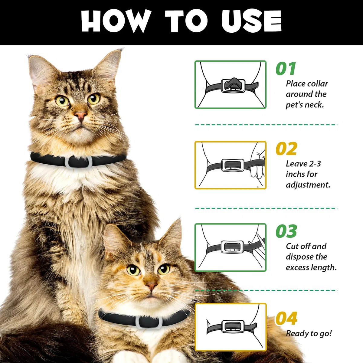 Anti Floh Und Zecke Katze Halsband, Katze Floh Halsband, 4-Teiliges Set Larven Und Eier Mit Verstellbarem Wasserdichtem Bund Effektiv Für 24-Monate Geschützt