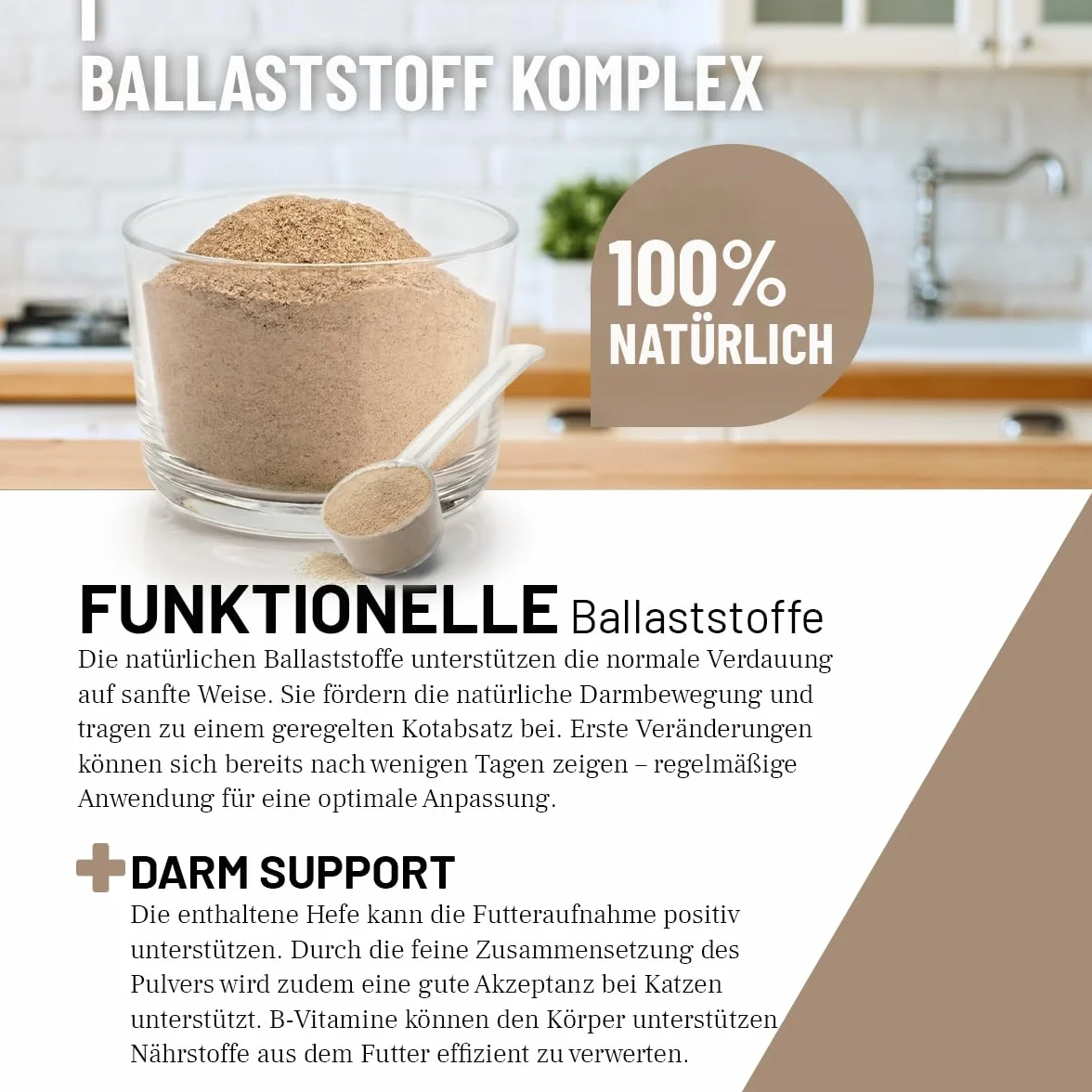 ReaVET BallastoVET für Katzen – Natürliche Ballaststoffe zur Unterstützung bei Verstopfungsneigung & Haarballen I Fördert Normale Kotkonsistenz & Darmfunktion I Sehr ergiebig I 50 g