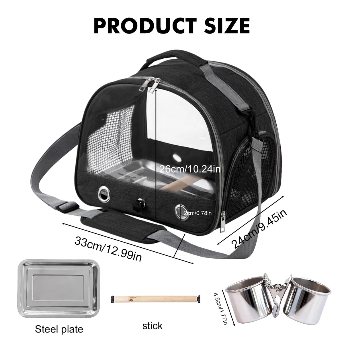 Transportbox Transportbehälter für Vögel: Rucksack für Vögel mit Sitzstange und Edelstahl Tablett, Leichter Atmungsaktiver Transportbox, Haustier Reisekäfig für Papageien Sittiche (Typ 3)