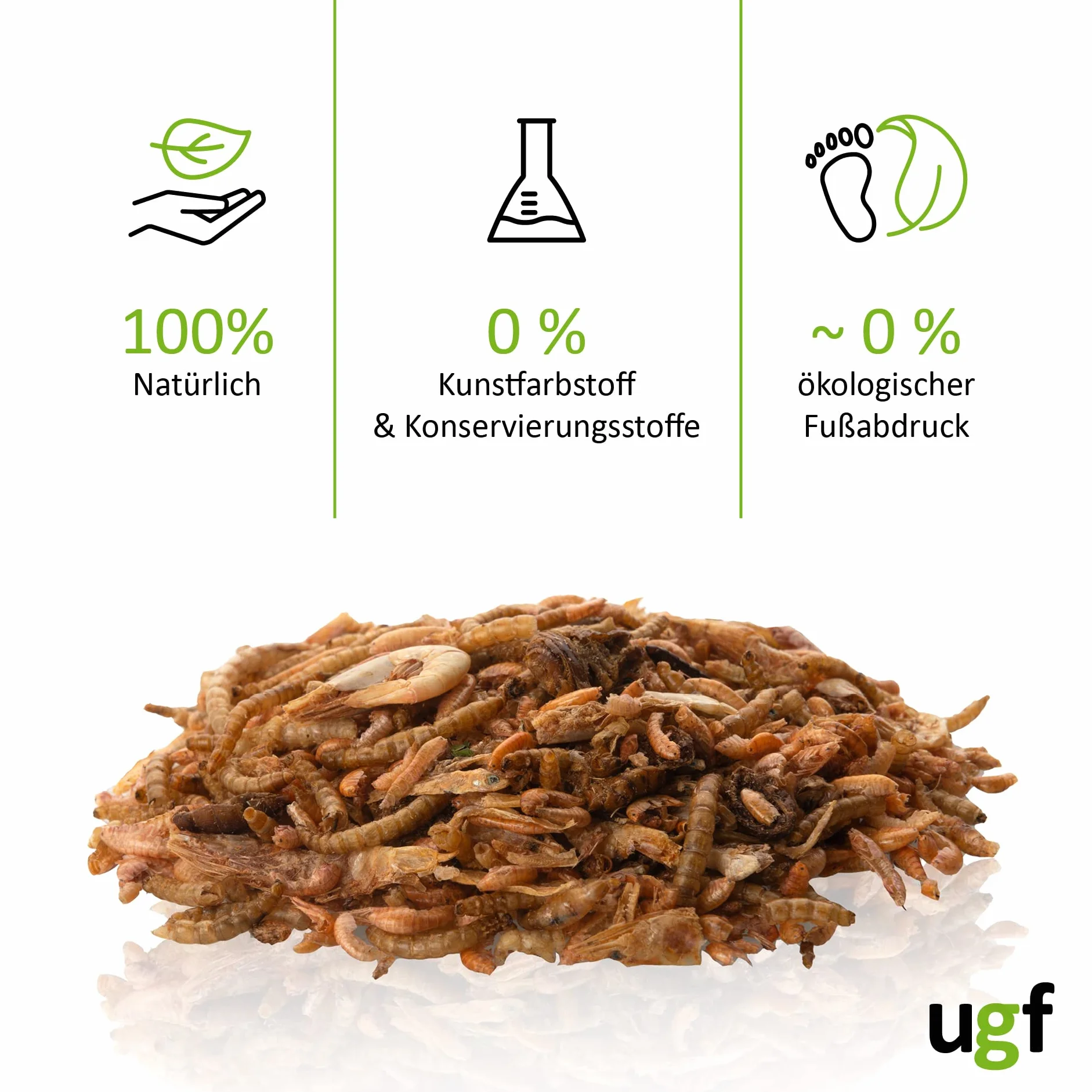 UGF - Universal Schildkröten Futter Mix - 500g im 3 Liter Eimer, Ausgewogenes Schildkrötenfutter, Gammarus, Seidenraupen, Mehlwürmer, Garnelen und getrockneter Fisch, Wasserschildkröten Futter