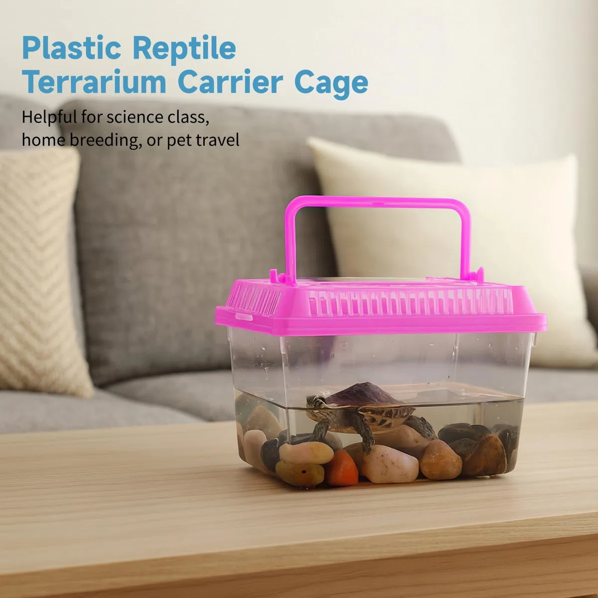 15 Stück Kunststoff Reptilien Terrarium Tragekäfig, tragbare transparente Aquarienbox mit Schlitzen für die Belüftung für Schildkröten, Schlangen, Spinnen, Zucht, Brut und Fische (12,7 x 8,6 x 8,6 cm)