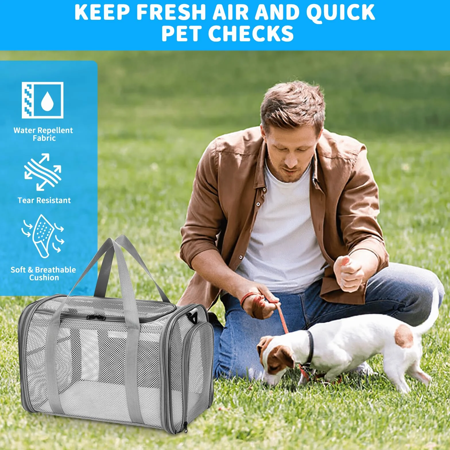 Katzentragetasche, Transporttasche für Katze Hund, Hundetransportbox Hundebox Faltbar, Katzentransportbox mit Tasche & Griffen, Transportbox für Kleine Hund Katze, Zug, Reisen(42x26x29cm)