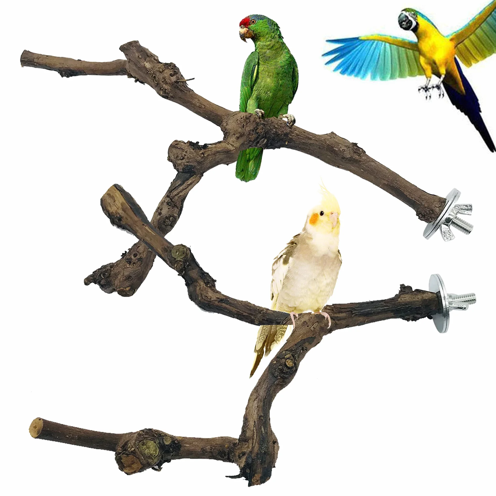 Naturholz Sitzstange für Vögel - 2 Stück Traubenstab Papagei Schaukel Spielzeug