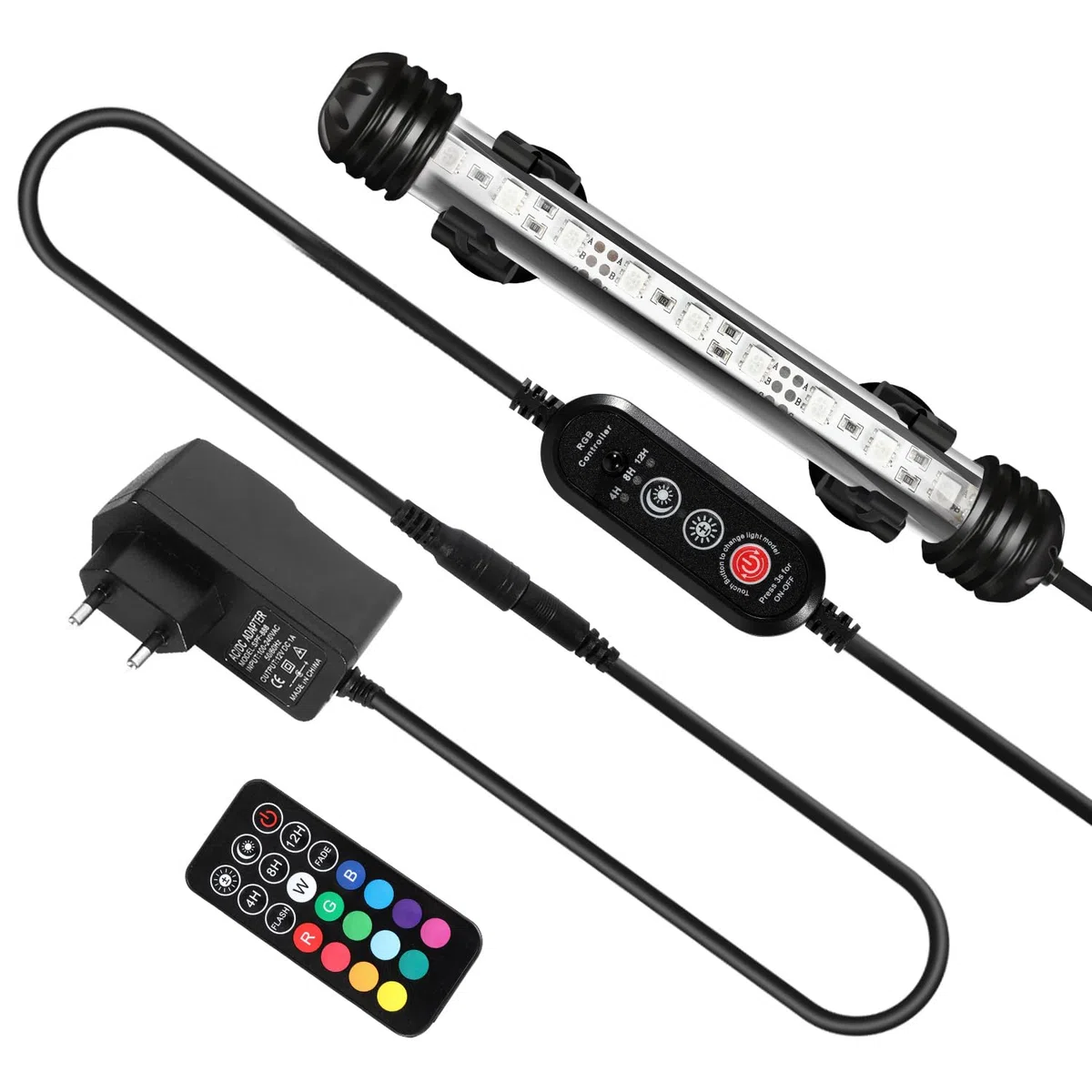 Aquarium LED Beleuchtung, 1,8W Aquarium-Licht RGB, IP67 Wasserdicht, Aquarium-Lichtleiste mit automatischem Timer-Schalter, Geeignet für Süßwasseraquarien unterschiedlicher Größe