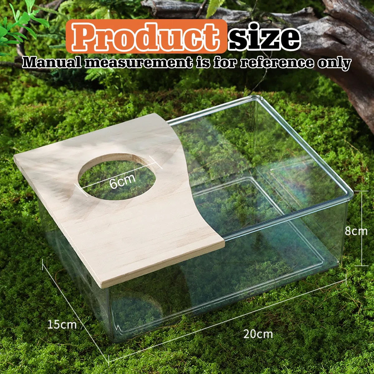 HOMURY 1 Stück Hamster Sandbad: Acryl Hamster Badebox, Hamster Zubehör mit Halbabdeckung aus Massivholz, Hamster Toilette für Chinchilla, Goldene Bären, Gerbil(Rechteckig,20x15x8cm)